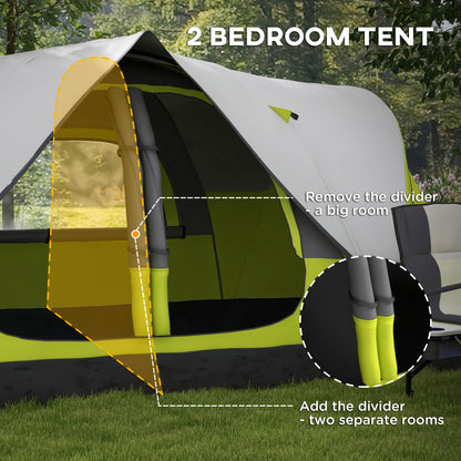 Camping Tent for 6 Man with 2000mm Water Resistant Rainfly and Carry Bag for Fishing Hiking Festival, Yellow