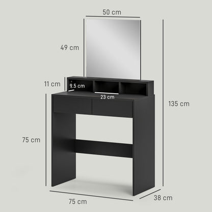 Multi-Storage Dressing Table, with Mirror - Black