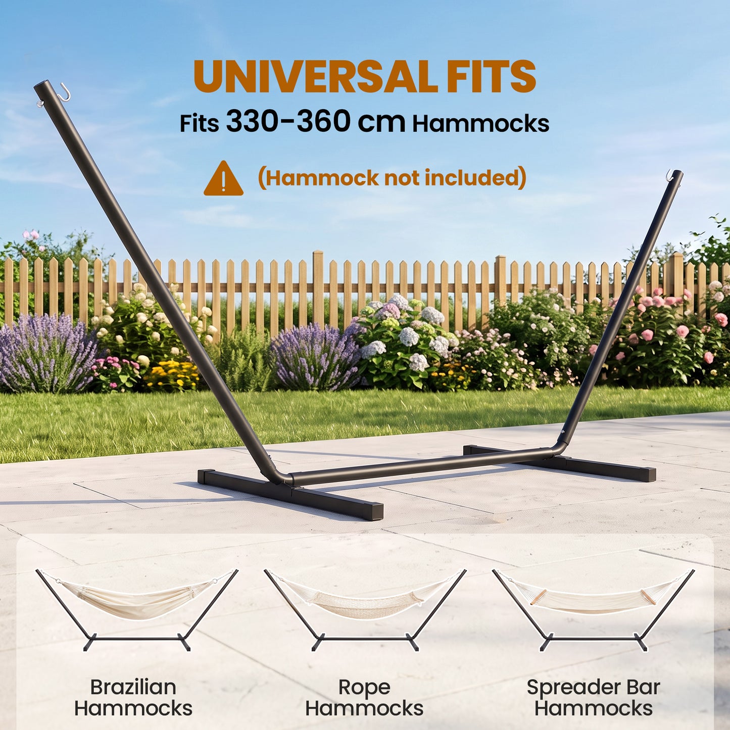 3.6m Extra-long Universal Hammock Stand Metal Frame Garden Camping Picnic Outdoor Patio Replacement – Stand Only
