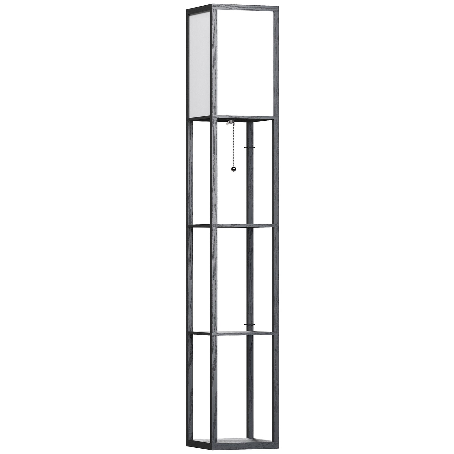 3-Tier Floor Lamp with Shelves and Storage, Modern Standing Lamp with Lampshade