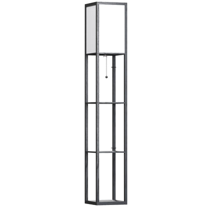 3-Tier Floor Lamp with Shelves and Storage, Modern Standing Lamp with Lampshade