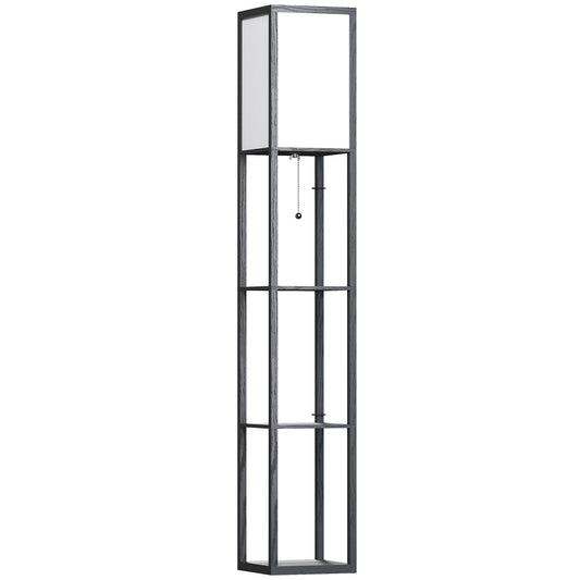 3-Tier Floor Lamp with Shelves and Storage, Modern Standing Lamp with Lampshade