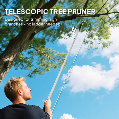 Manual Pole Saw, 1.8-2.9 m Extendable Tree Pruner, Tree Lopper Long Reach Telescopic with Extendable Handle & 40 cm Saw for T