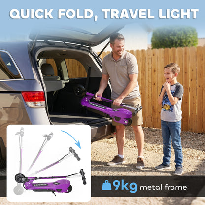 Foldable Electric Kids Scooter, Ride-on for Ages 7-14 Years, Purple
