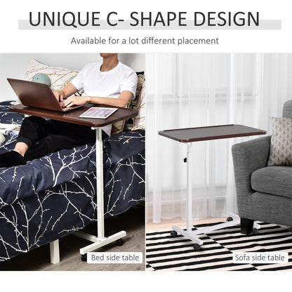 Height Adjustable Over Bed Table with Wheels, C Shaped Laptop Desk, Portable Hospital Bed Table for Living Room, Bedroom