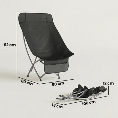 Camping Chair for Adults Heavy Duty Folding Camp Chair with Side Pocket and Carry Bag Black