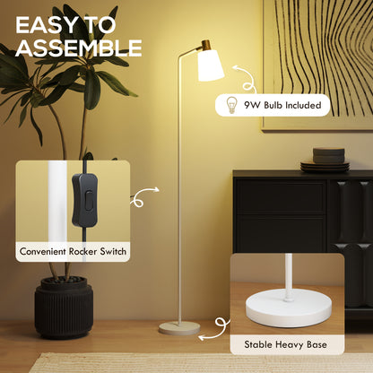 Modern Standing Lamp, Floor Lamp with 350° Rotatable Head for Living Room, White