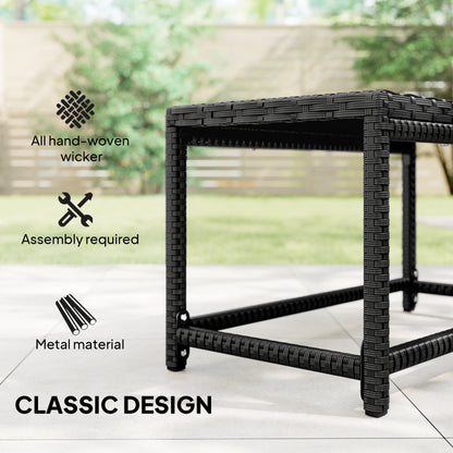 Outdoor Coffee Table Side Table with Rectangular Frame for Patio, Balcony, Black