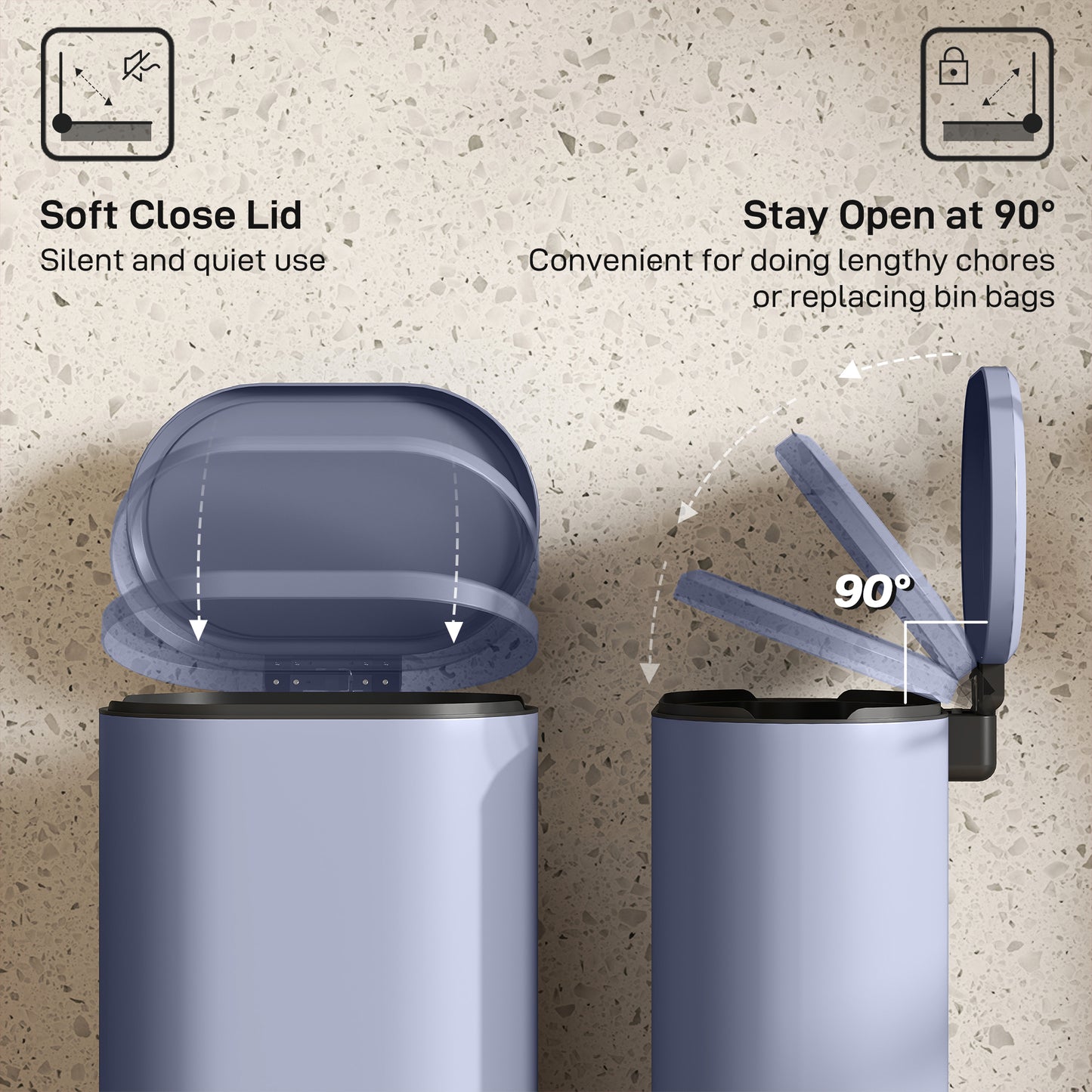 30 L Modern Curved Kitchen Bin - Grey