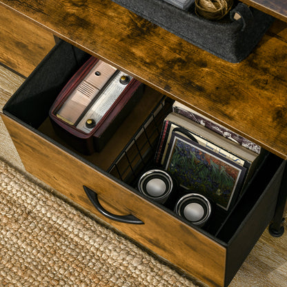 Industrial Storage Cabinet, Fabric Chest of Drawers with Display Shelves, 3 Drawers Storage Unit for Living Room