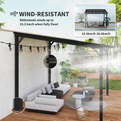 3 x 3 m Lean to Pergola with UPF 50+ Waterproof Polycarbonate Roof