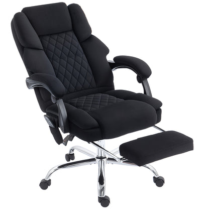 Office Chair with 6-point Vibration Massage and Heat, Fabric Desk Chair with Footrest, High Back, Black