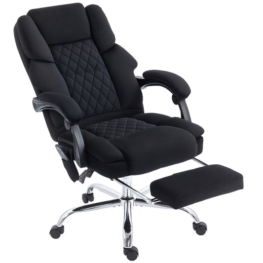 Office Chair with 6-point Vibration Massage and Heat, Fabric Desk Chair with Footrest, High Back, Black