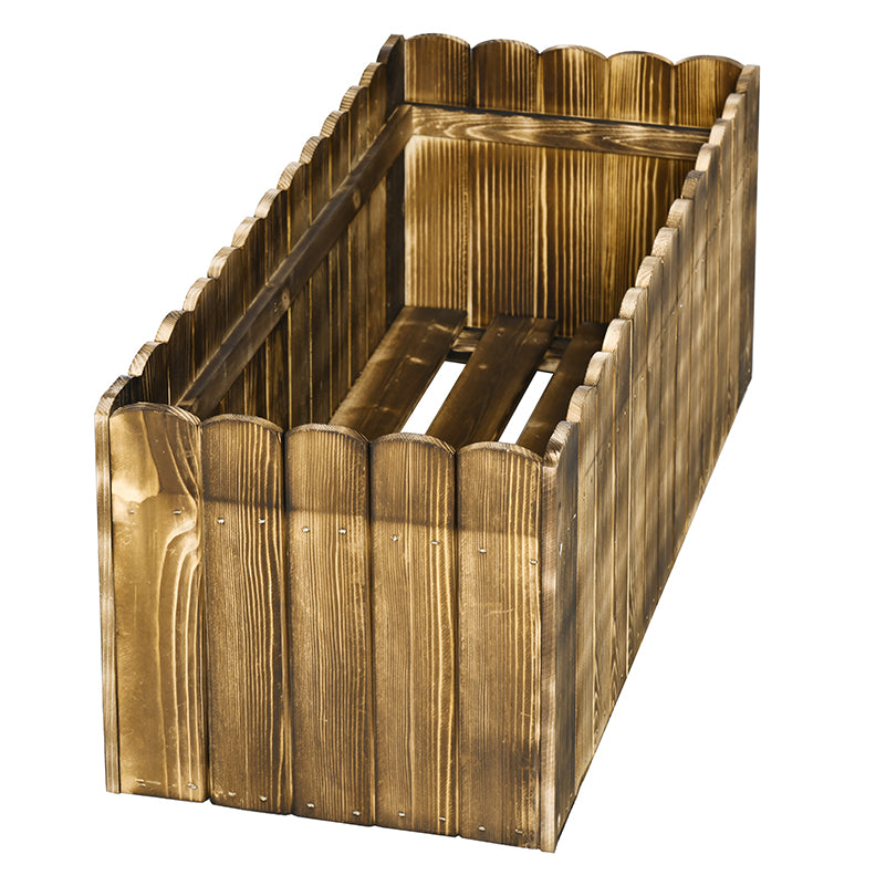 70L Raised Garden Bed, Wooden Rectangle Planter Box, Outdoor Herb Vegetable Flower Pot (80L x 33W x 30H cm)