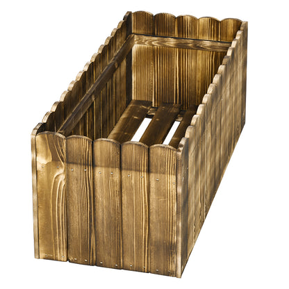 70L Raised Garden Bed, Wooden Rectangle Planter Box, Outdoor Herb Vegetable Flower Pot (80L x 33W x 30H cm)