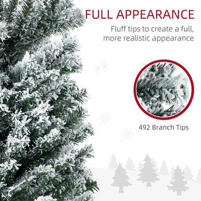6' Artificial Prelit Christmas Trees Holiday Décor with Colourful LED Lights, Flocked Tips, Berry, Pine Cone