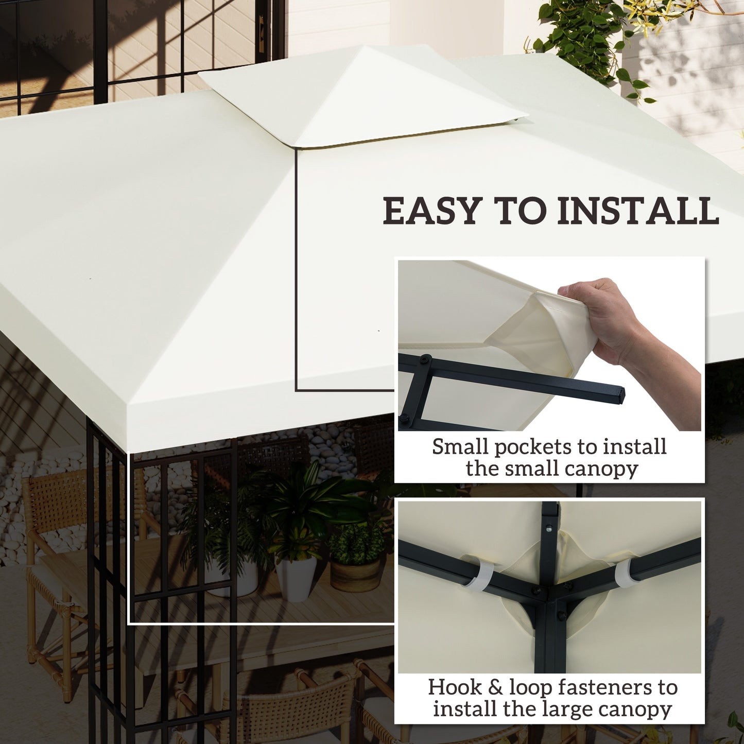 3 x 3 m Replacement Gazebo Canopy - Cream White