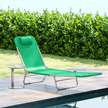 Steel Frame Sun Lounger, with Reclining Back - Dark Green
