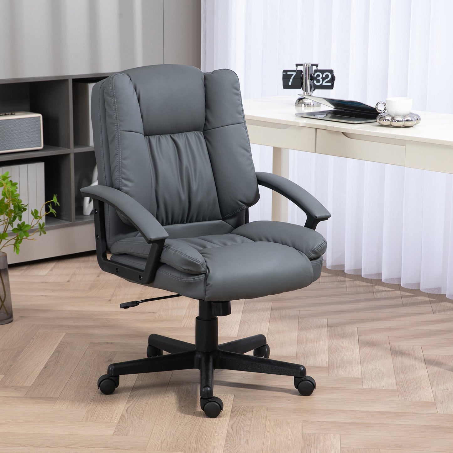 Office Chair, Computer Desk Chair, Mid Back Executive Chair with Adjustable Height and Swivel Rolling Wheels for Home Study