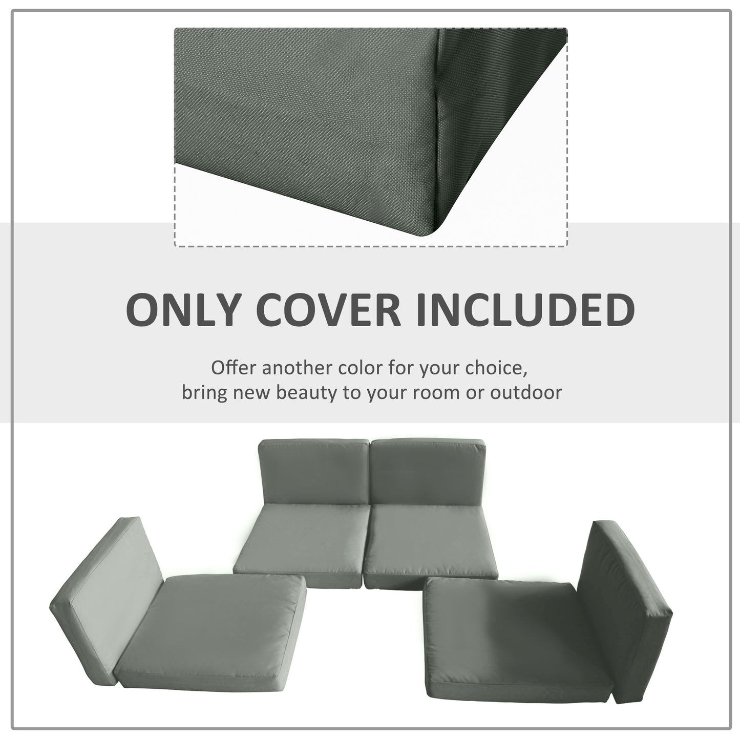 Replacement Cushion Cover Garden Rattan Patio Furniture Seat Cover Polyester Outdoor Deep Grey- No Cushion Included