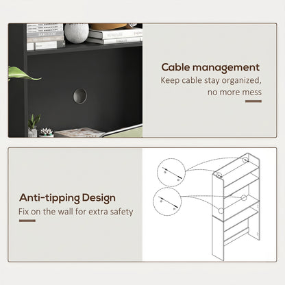 Foldable Desktop, Computer Desk with Storage Shelves, 80 x 69 x 155 cm, Black