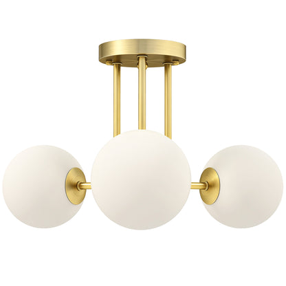 LED Ceiling Light with Globe Shades, Modern 3-Light Ceiling Light with G9 Sockets for Living Room, Bedroom, Dining Room