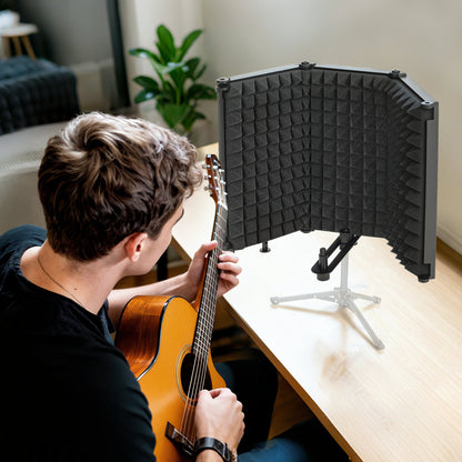 Studio Microphone Isolation Shield, Foldable Adjustable Recording Studio Equipment