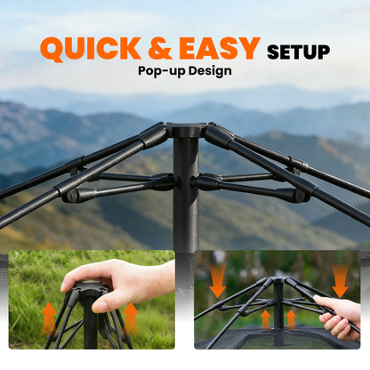 Pop Up Tent 3000mm Waterproof Camping Tents with Mesh Windows 2-3 People Green