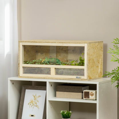 Reptile Terrarium Vivarium Habitat w/ Transparent Sliding Doors, Breathable Mesh, for Lizards, Horned Frogs