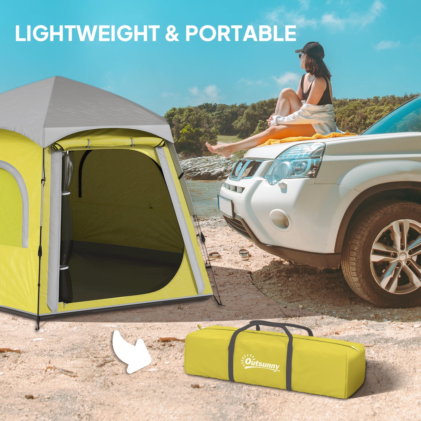 Instant Pop Up Camping Tent, 2/3/4 Person Easy Setup Dome Family Tent with Vestibule, Rainfly, 4 Mesh Windows & 2 Doors