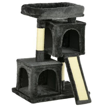 Cat Tree for Indoor Cats 81cm Cat Scratching Post Scratch Board Kitten Tower Climbing Frame, Black