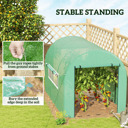 300 x 200cm Walk-In Polytunnel Greenhouse - Green