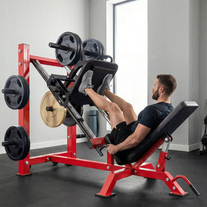 Leg Press Machine with Wheels and Calf Block, Adjustable Squat Machine for Home Gym, 455KG Capacity
