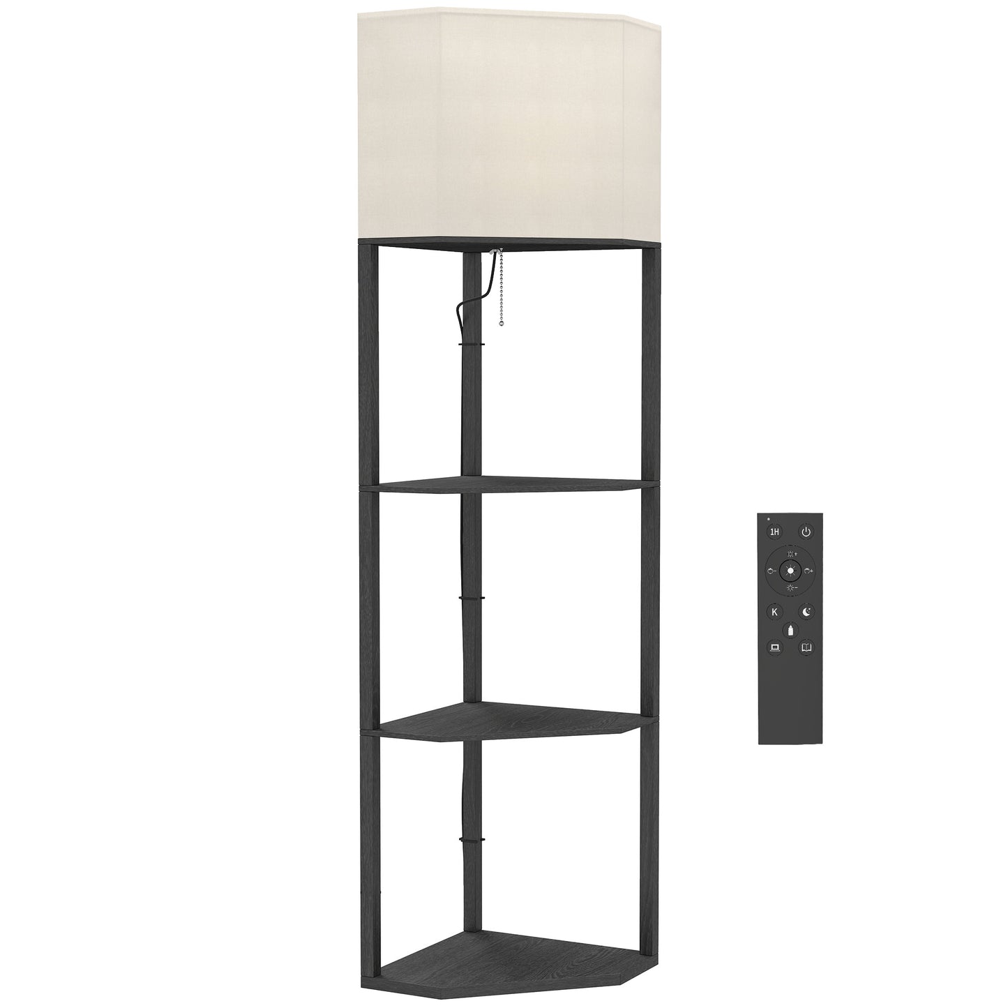 Corner Floor Lamp with Shelves and Lights, Modern Dimmable Standing Lamp with 3000K/4000K/6000K Colour Temperature