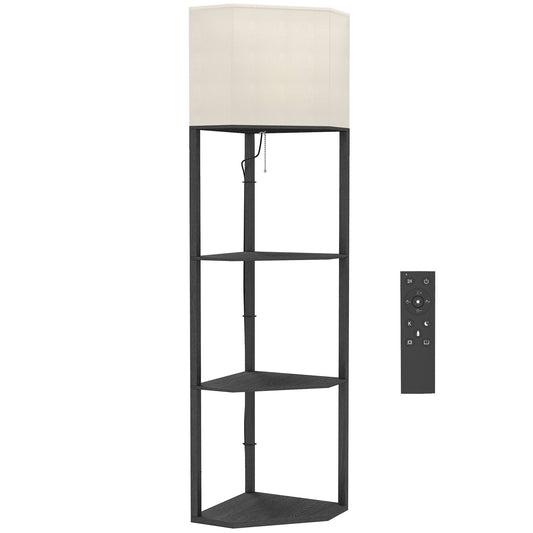 Corner Floor Lamp with Shelves and Lights, Modern Dimmable Standing Lamp with 3000K/4000K/6000K Colour Temperature
