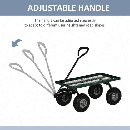 Garden Trolley Cart, Heavy Duty Garden Cart with Metal Frame, 10" Pneumatic Wheels, Rotating Handle, 150kg Capacity