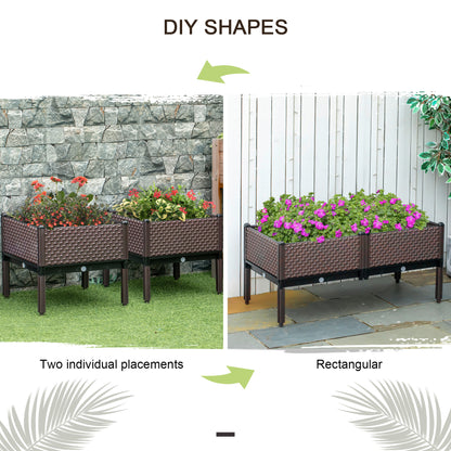 Set of 2 Indoor/Outdoor Planter Boxes | Garden Raised Elevated Beds