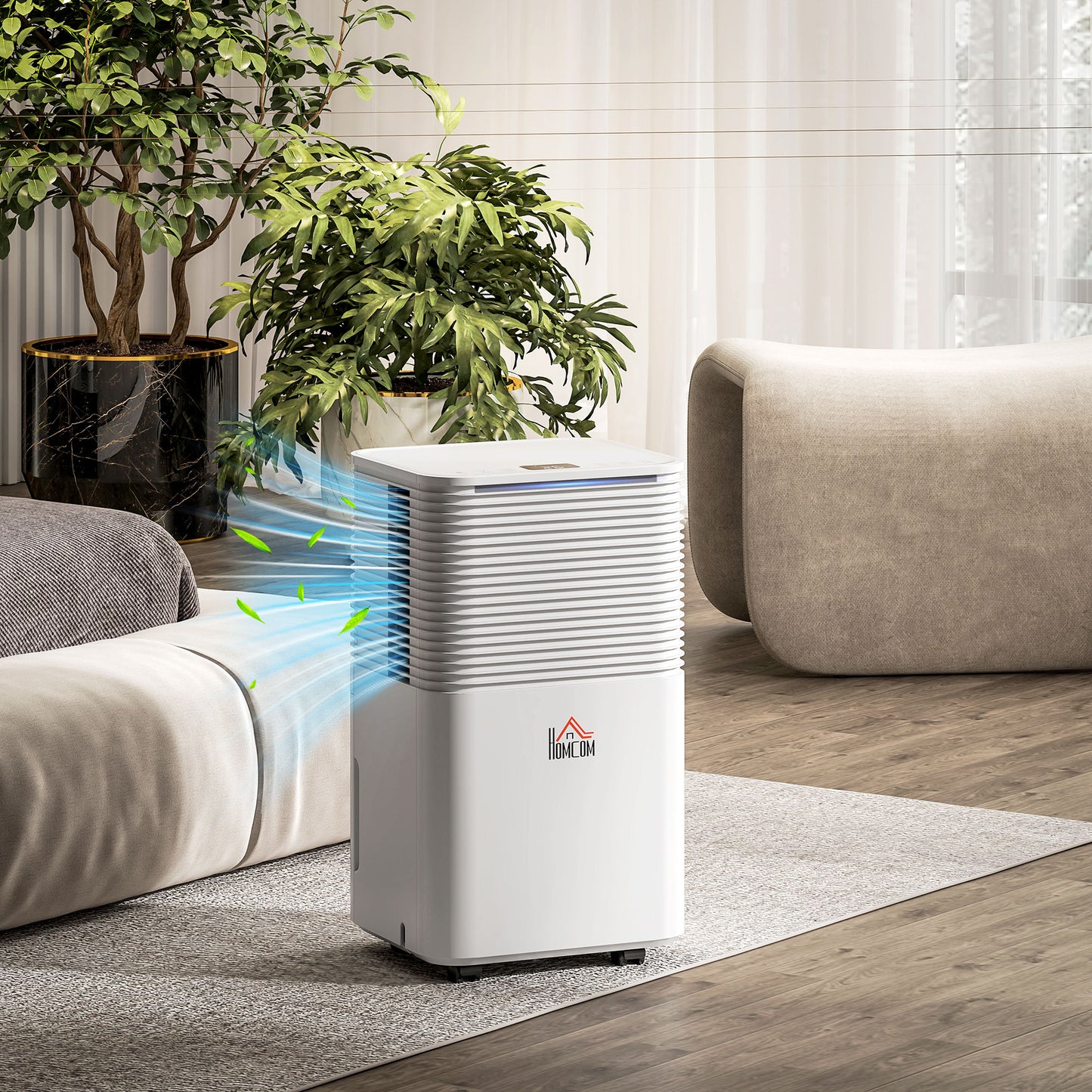 12L/Day Dehumidifier with 2L Water Tank, Laundry Drying, Automatic Humidity Sensor, Electric Portable Dehumidifier