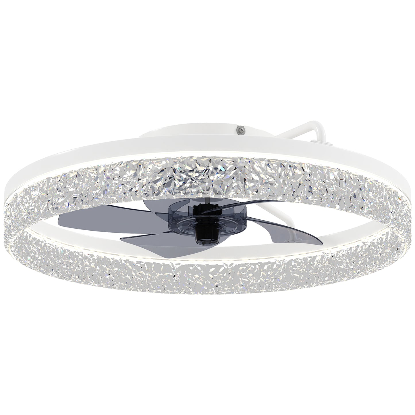 Ceiling Fan with Lights, Dimmable LED Mount Ceiling Fan Light with Remote App Control for Bedroom, White