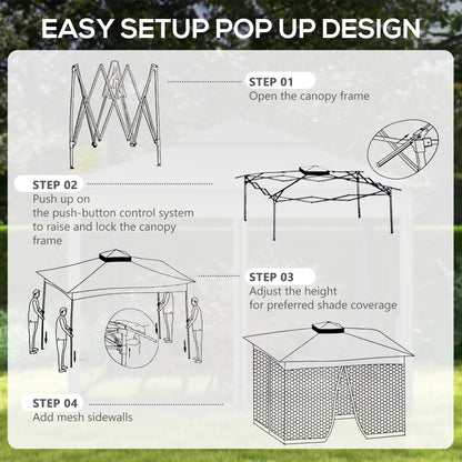 3 x 3(m) Pop Up Gazebo, Double-roof Garden Tent with Netting and Carry Bag, Party Event Shelter for Outdoor Patio, Dark Grey