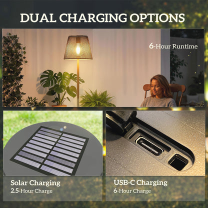 Outdoor Solar Floor Lamp, Adjustable Height Rechargeable Floor Lamp IP44 Waterproof