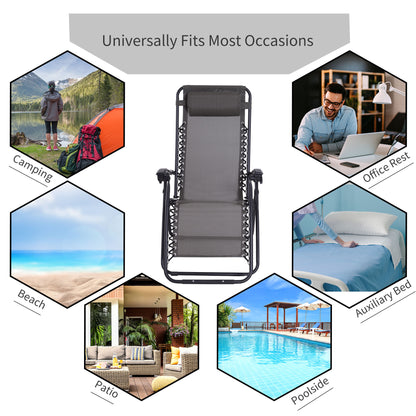 Zero Gravity Chair Metal Frame Texteline Armchair Outdoor Folding and Reclining Sun Lounger with Head Pillow for Patio Deckin