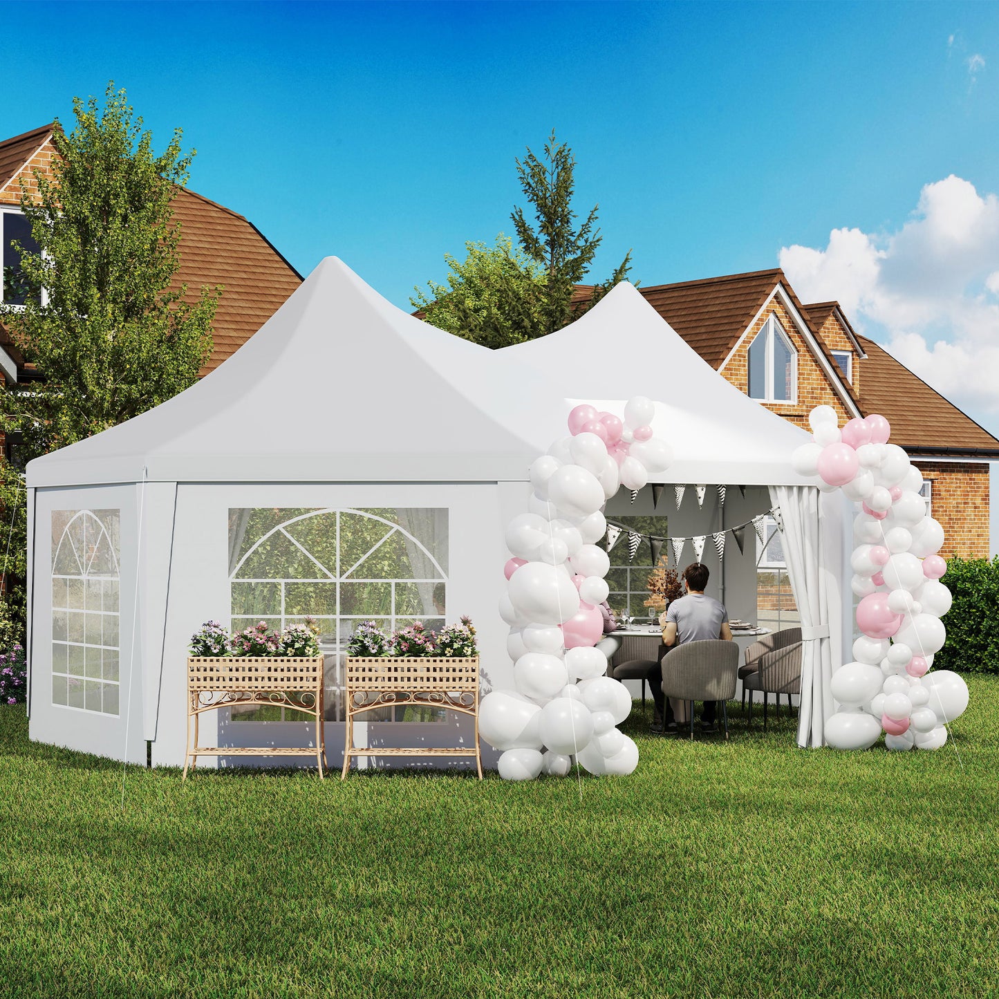 6.8 x 5m Octagonal Marquee Gazebo - White