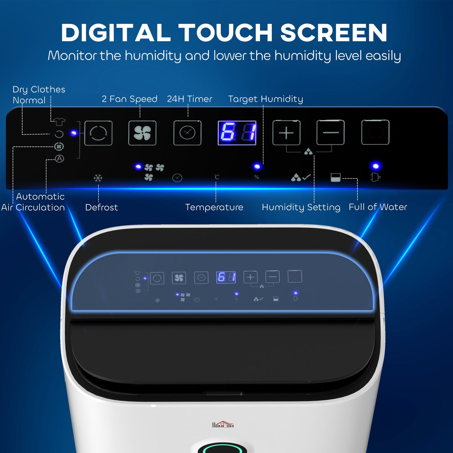 6500mL Portable Dehumidifier with Air Purifier Filter, 24H Timer, 4 Modes, 22L/Day, for Home Laundry Basement