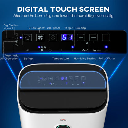6500mL Portable Dehumidifier with Air Purifier Filter, 24H Timer, 4 Modes, 22L/Day, for Home Laundry Basement