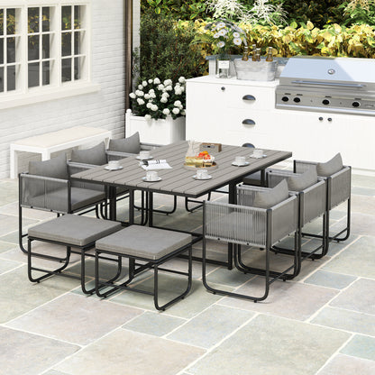 10 Seater Rattan Cube Garden Furniture Set, Rattan Dining Set with Cushions