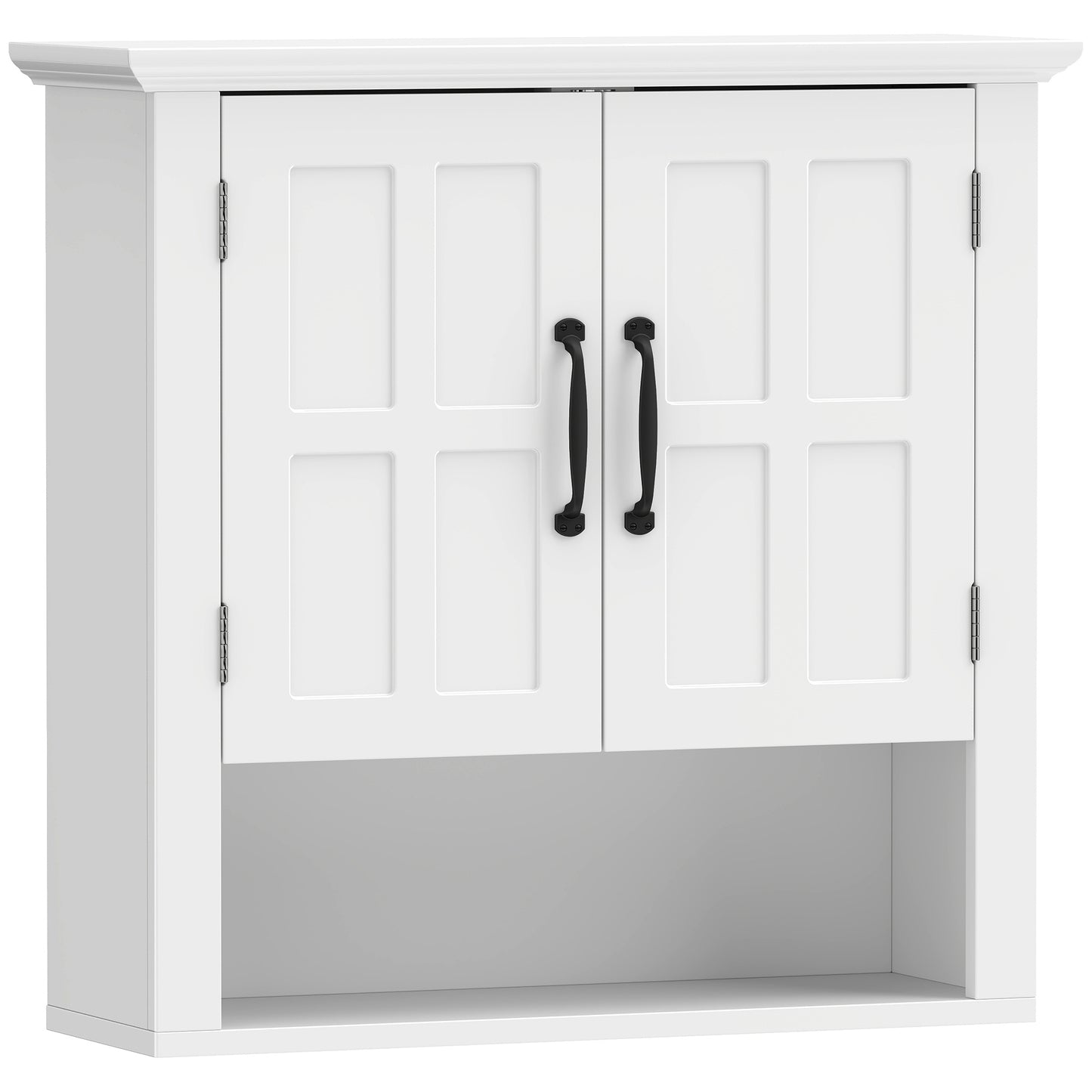 Bathroom Wall Cabinet, Medicine Cabinet, Kitchen Cupboard with 2 Doors and Adjustable Shelf, White