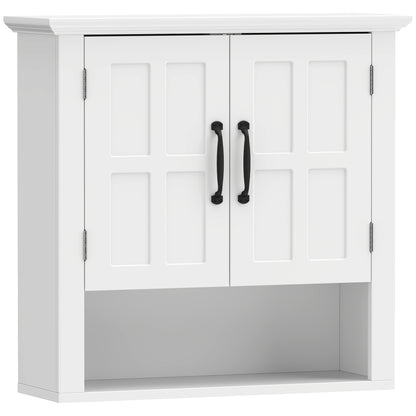 Bathroom Wall Cabinet, Medicine Cabinet, Kitchen Cupboard with 2 Doors and Adjustable Shelf, White