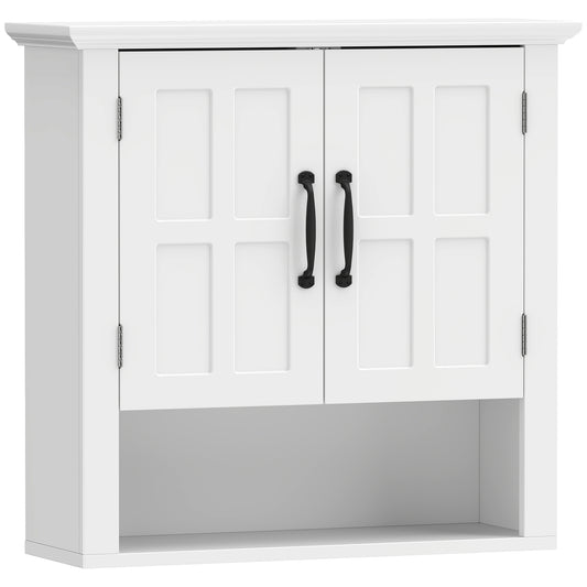 Bathroom Wall Cabinet, Medicine Cabinet, Kitchen Cupboard with 2 Doors and Adjustable Shelf, White
