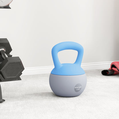 12KG Soft Kettlebell, Kettlebell with Non-Slip Handle for Home Gym, Weight Lifting, Strength Training, Light Blue/Grey